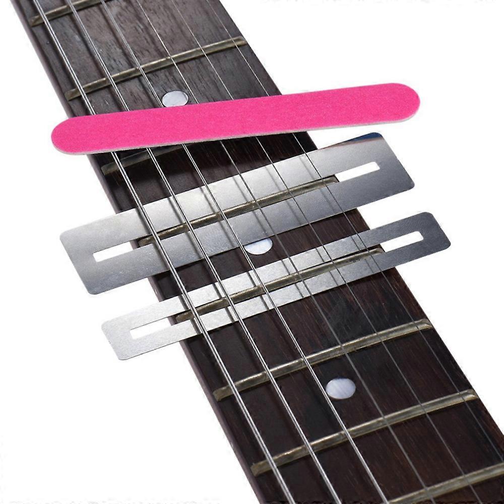 Guitar Fret Repair Tool Kit Stainless Steel Fingerboard Protector & File for Neck Sanding Files Cleaning Polish Tool for Luthiers