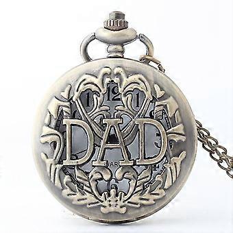 Papa Montre De Poche Flip Hollow Quartz Pendentif Montre De Poche De Fête Des Pères Cadeau De Watch_Gift De G