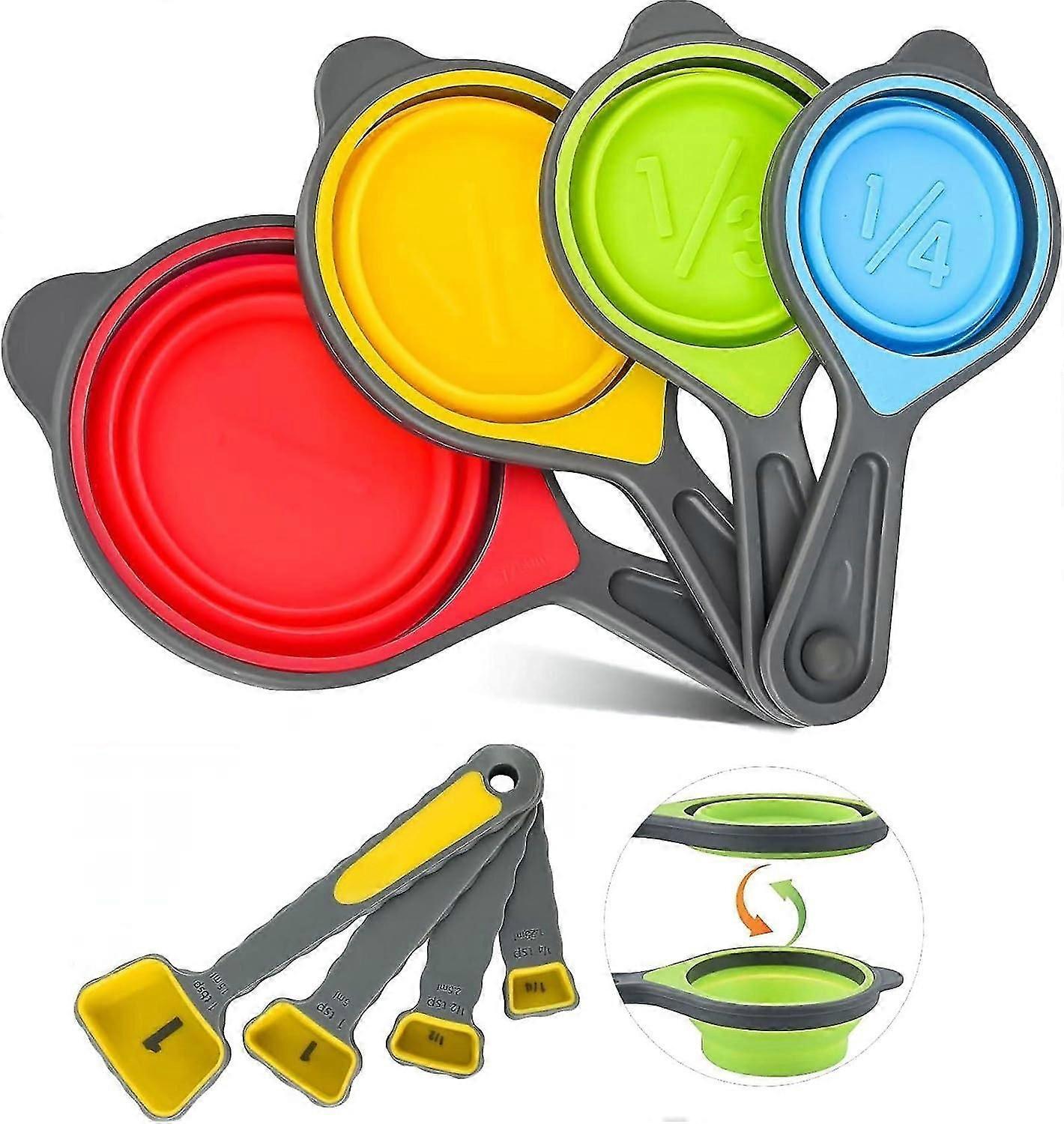 Collapsible Measuring Cups And Spoons Set - Silicone Measuring Tools