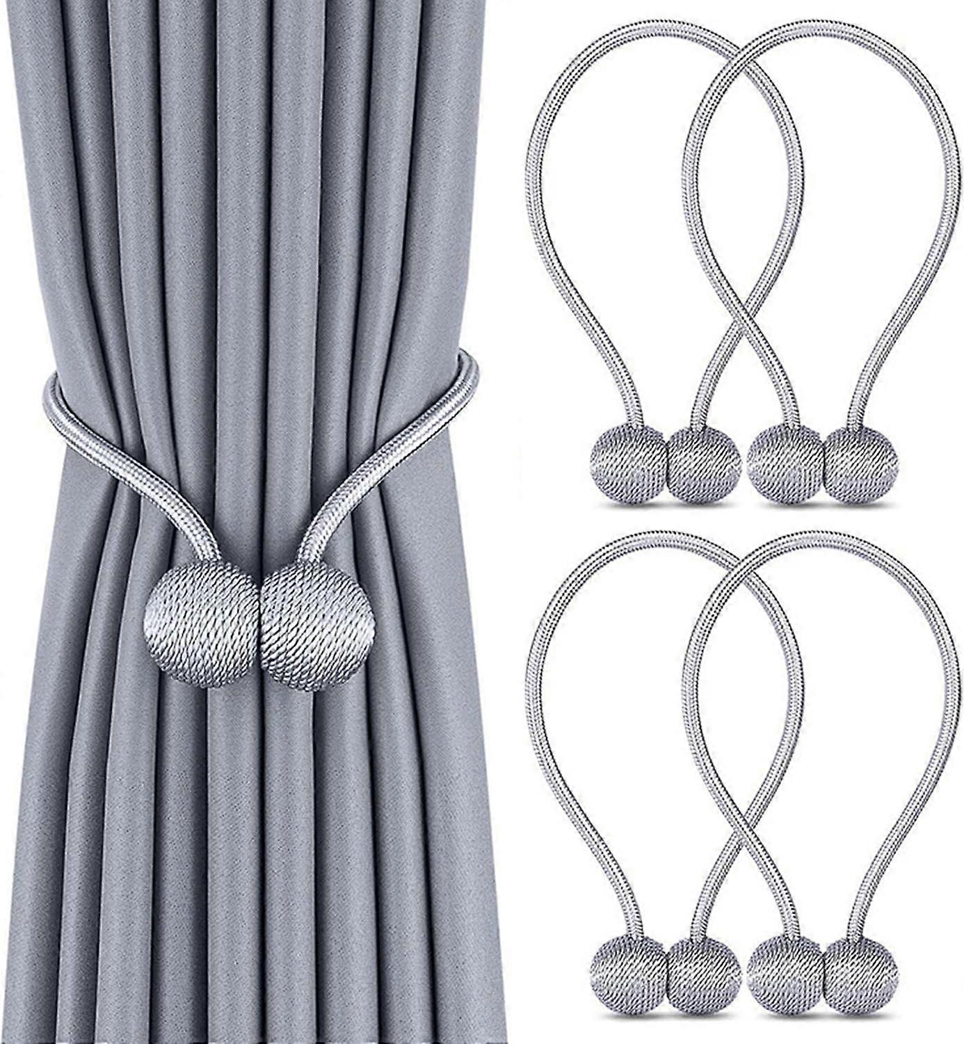 Curtain Holdbacks with Adjustable Length, Magnetic Tiebacks for Curtains with Stronger Magnet and Contemporary Design, Easy to Use for Living Room,