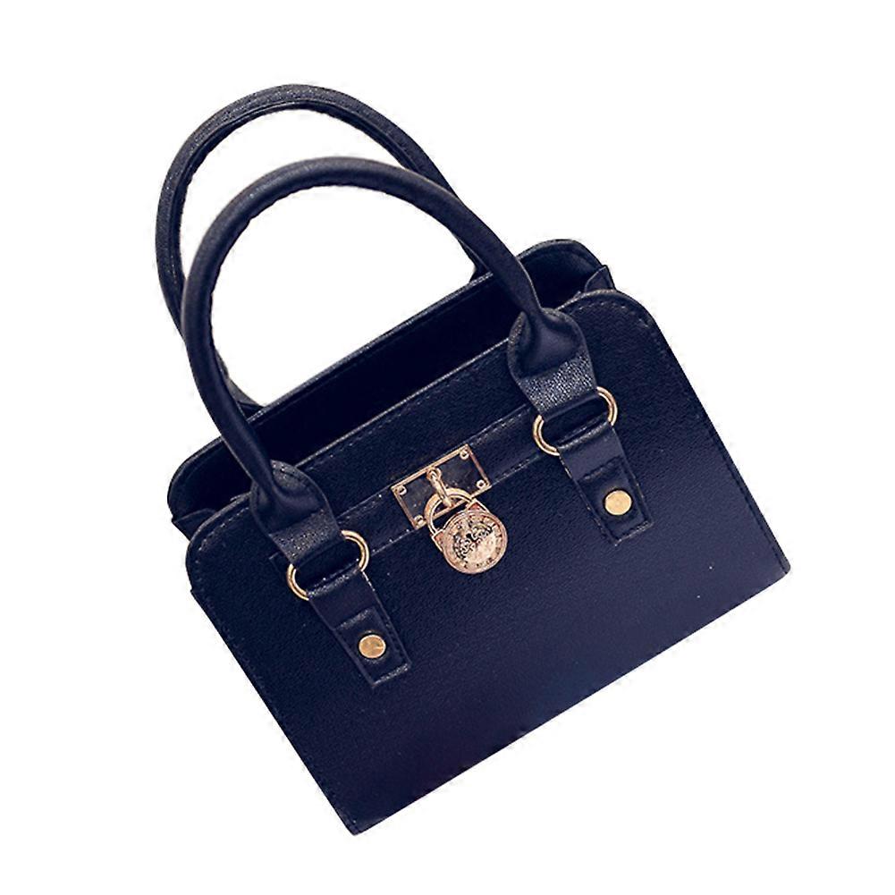 Women's PU Square Handbag with Lock Pendant, Stylish Crossbody Bag, Large Capacity, Versatile Use, Black Color