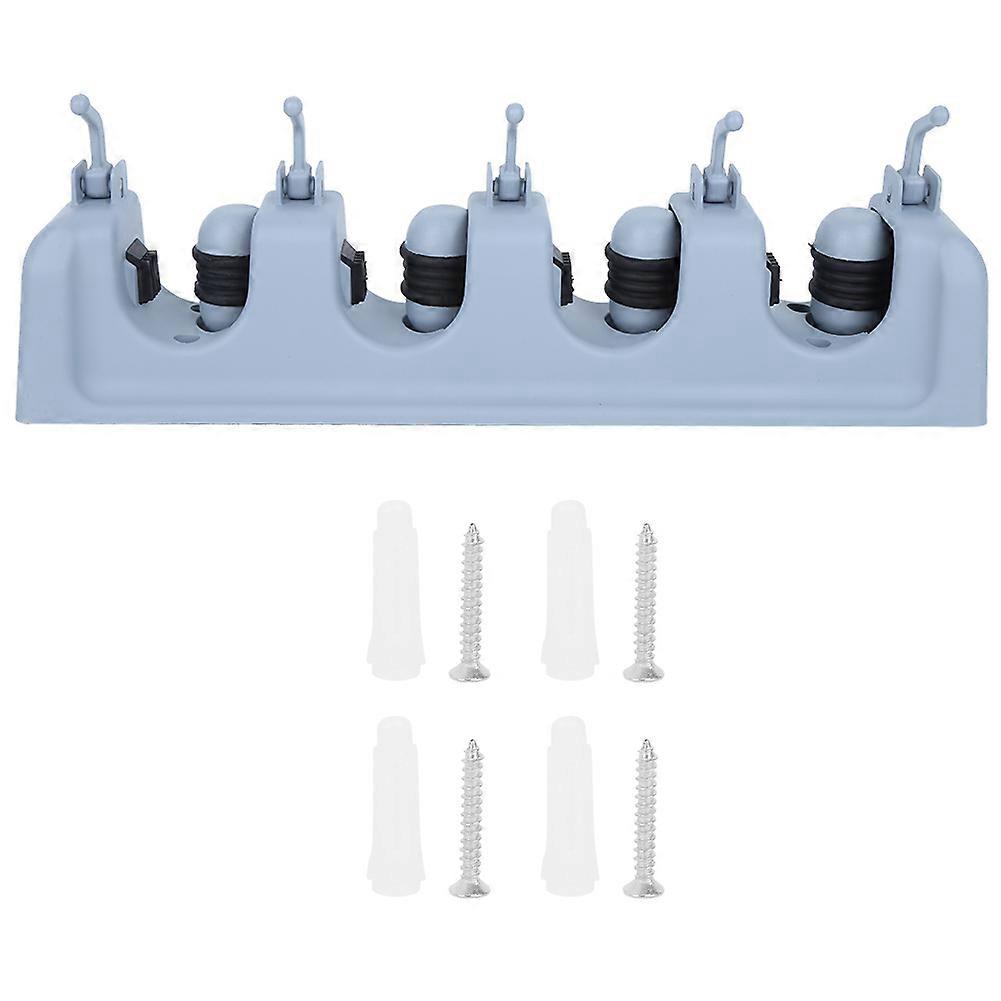 Wall Mounted Mop Broom Hanger 4 Holder 5 Hooks, Garage Storage Rack, Home Kitchen Garden Organizer