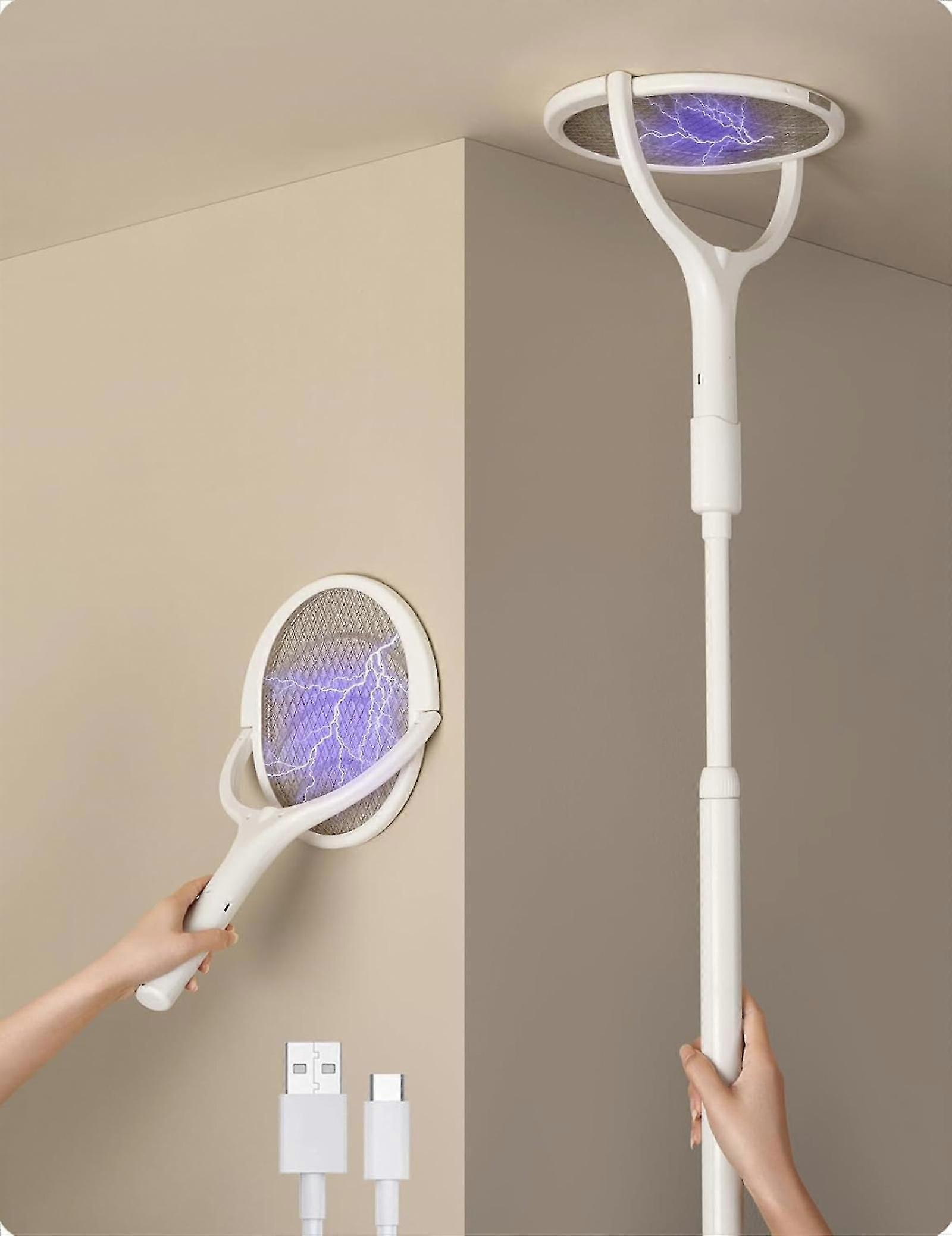 Rotating Head Rechargeable Fly Swatter Electric Fly Swatter Racket Bug Zapper Racket Indoor Bug Zapper Indoor Fly Zapper Repellent Fruit Fly Trap Mosq