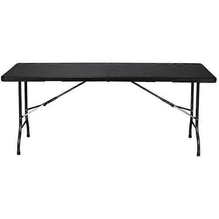 Table pliante - design noir - 6 personnes - métal - utilisation intérieure/extérieure