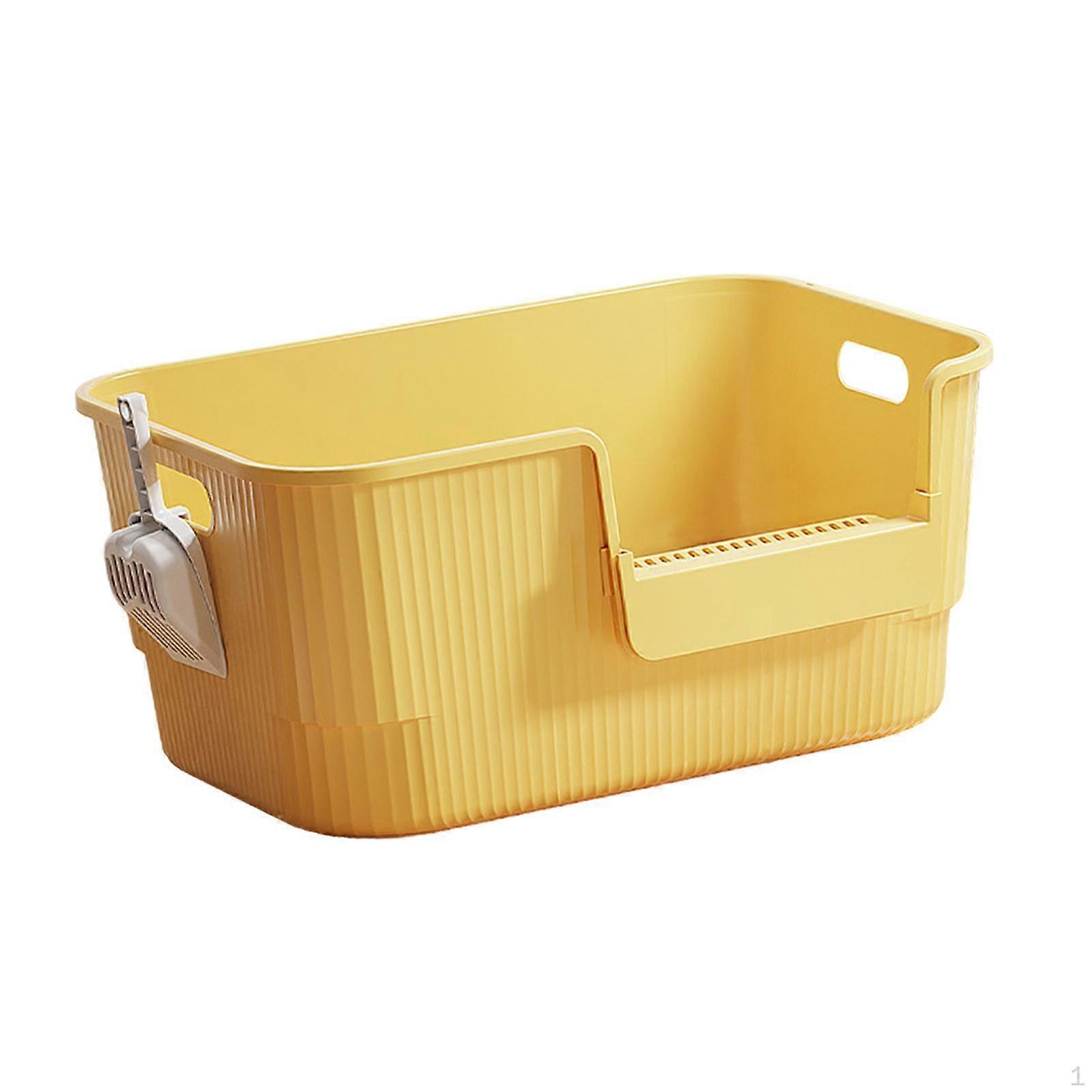 Cat Litter Box Toilet Easy to Clean Portable Anti Splashing Low Entry Sand for