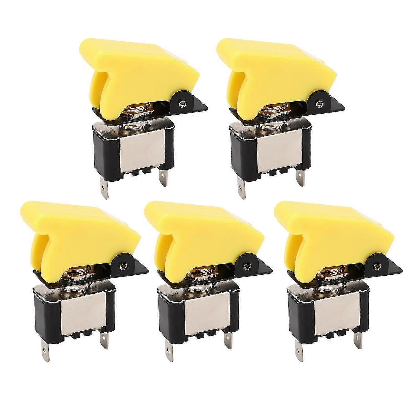 5PCS Toggle Switch Alloy Anti Oxidation ABS Cover Stable Structure 25A On Off Rocker Switch 12VDC
