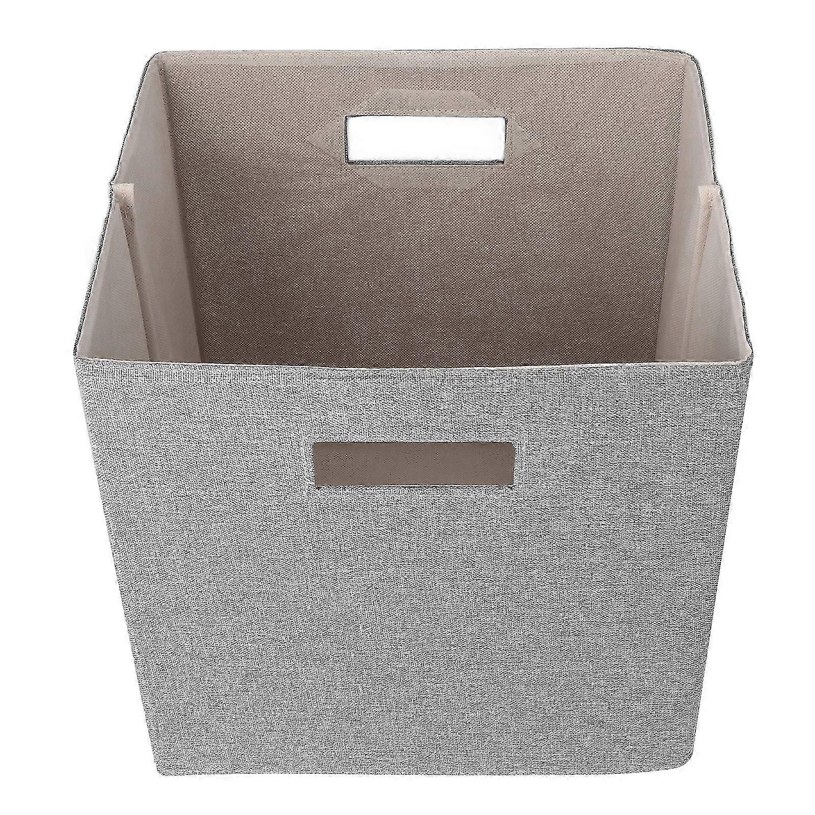 Foldable Storage Box Dark Grey Increase Capacity Handle Design Fabric Material Clothes Storage Bin for Home
