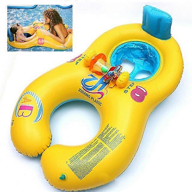 PVC Parent-child Double Swimming Circle Yacht without Tent, Size: 100 x 70cm Size: 100 x 70cm(Yellow)