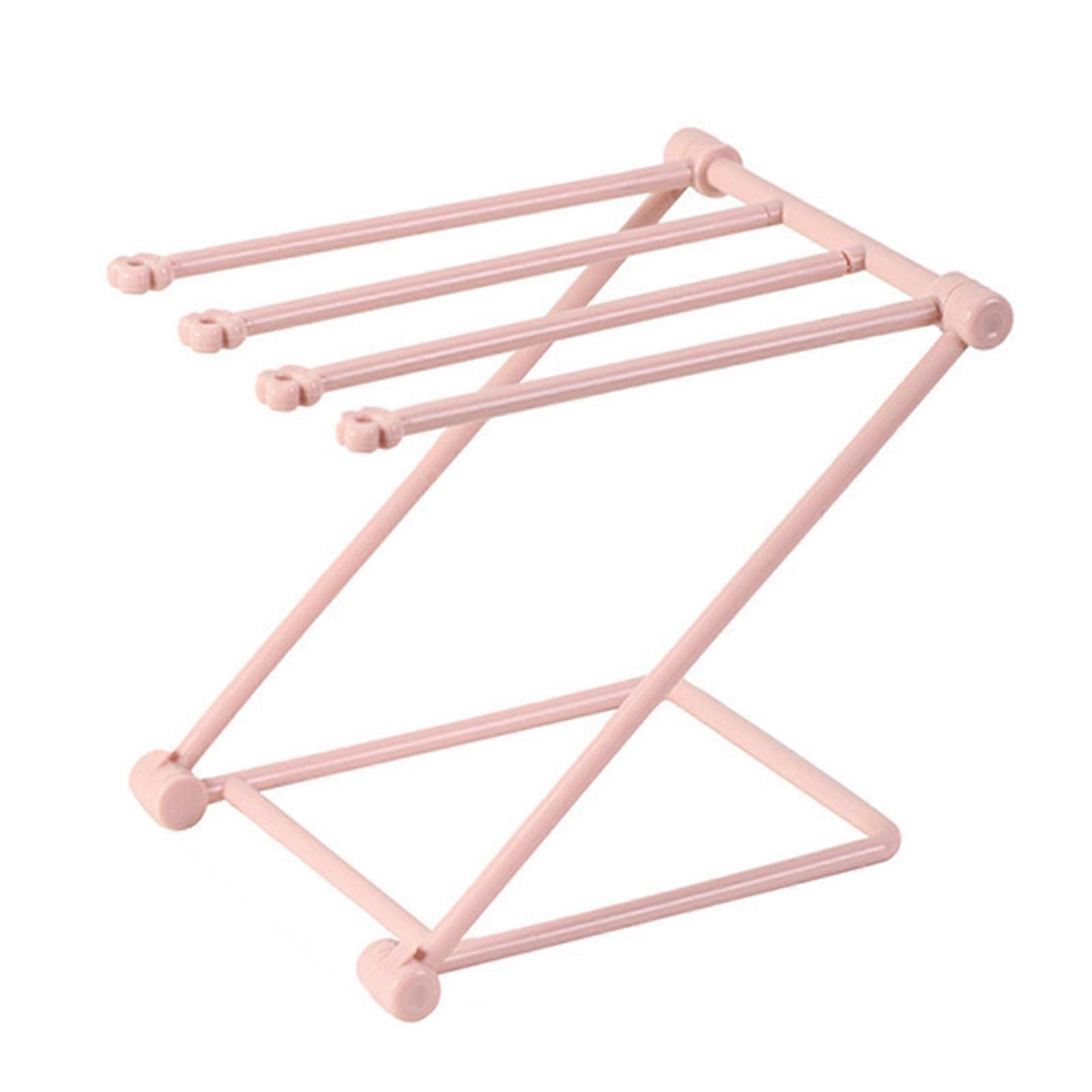 Trend Foldable Display Rack Multifunctional Hair Bow Storage Vertical Display Shelf Desktop Storage Holder for Towel Pink