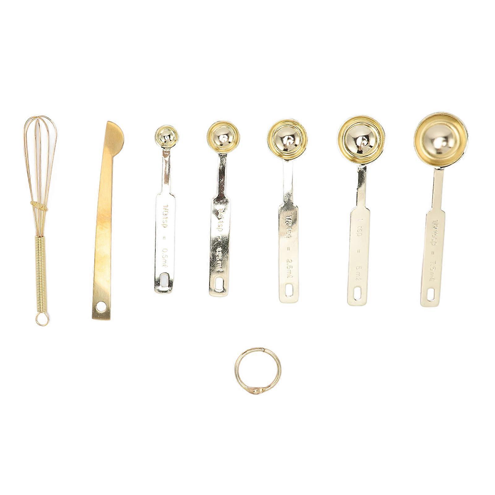 7 in 1 Stainless Steel Stackable Design Multifunction Measuring Spoons Set with Leveler Eggbeater