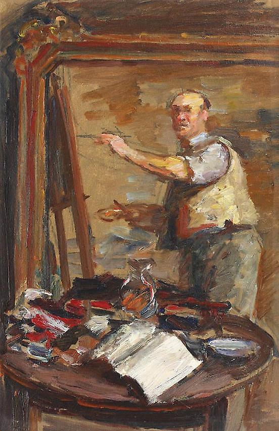 Self-portrait At Easel-samuel Mutzner World Classic Art Reproductions, Modern Hd Art Print Poster, Canvas Prints Wall Art For Home Decor Pictures (unf