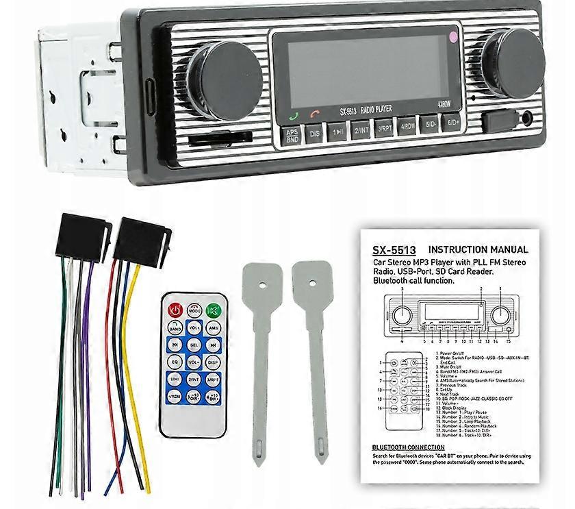 Retro Stil Bilradio Bluetooth Usb Mikrofon
