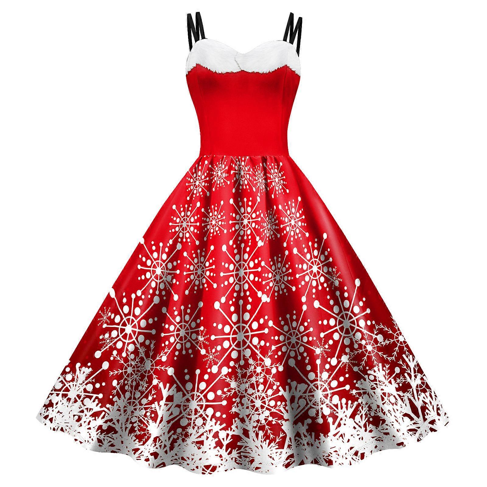 レディースノースリーブクリスマスドレスAラインスモックミディドレス夏カジュアルストラップAラインドレスVestido 1020 XL