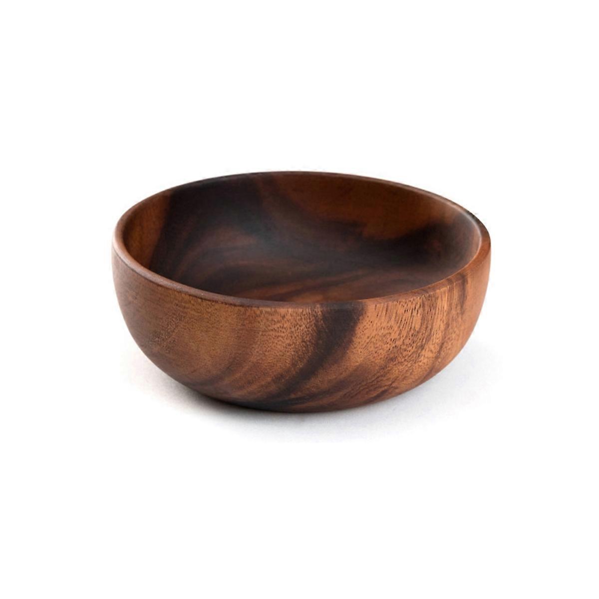 Wooden Salad Bowl Round Dessert Displays Serving Trays Soup Bowl F