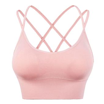 Femmes Soutien-gorge de sport Push Up Crop Top Fitness Gym Respirable Top Sexy Sportswear Running Yoga Entraînement athlétique Soutien-gorge rembourré Vert bain L