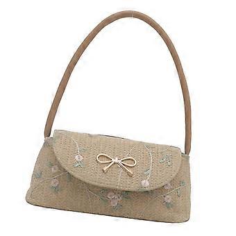  Kvinner Skulderveske Strå Armhule Veske Trend Stråveske Broderi Underarm Bag