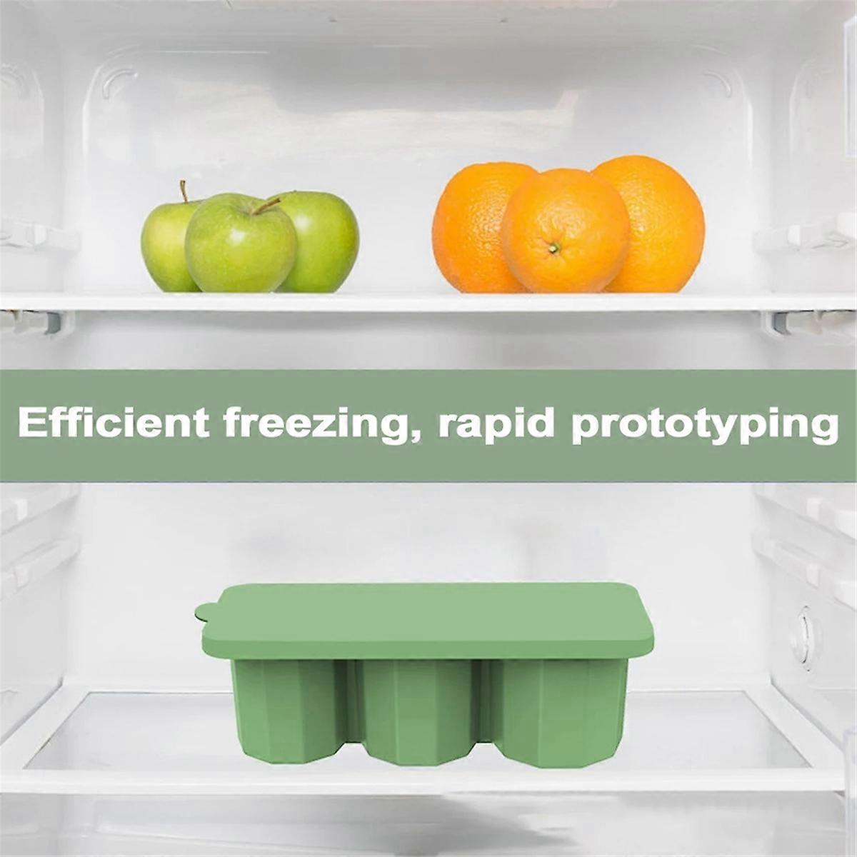 Ice Square Tray for Cups, Silicone with Lid Green