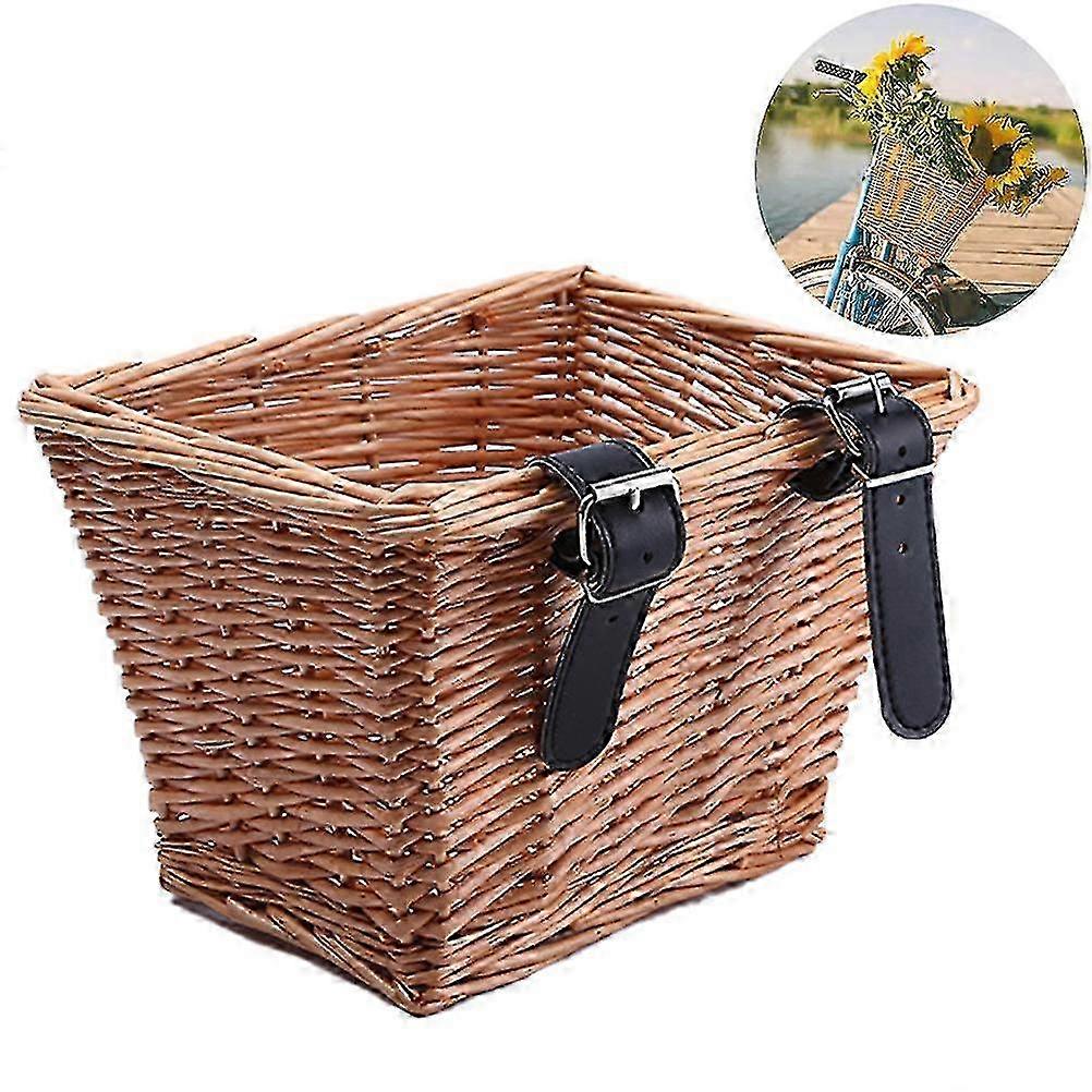Detachable Multifunctional Wicker Front Bike Basket for Storage