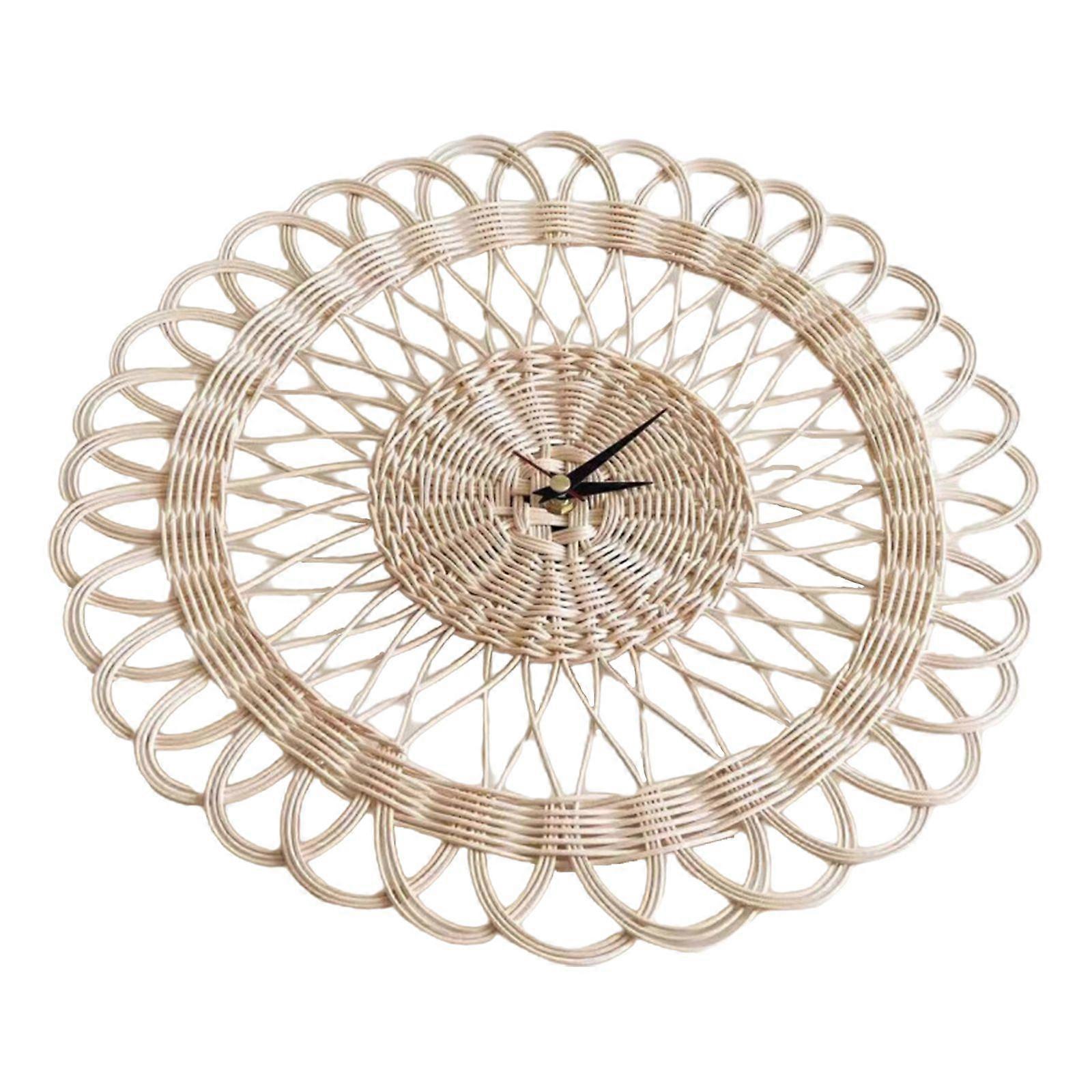 Willow Rattan for Creative Modern Clock with Metal Pointer Mute Retro Clock
