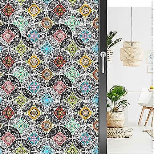 Privacy Stained Glass Window Decals 45x100cm Non-Adhesive Frosted Window Film UV Proof Static Clings Removable Stickers