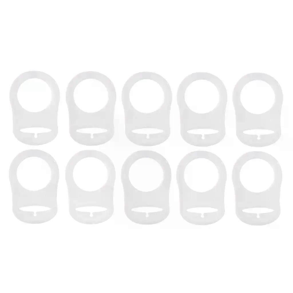 10 Pcs Button Silicone Ring Mam Pacifier Holder Mannequin Clip Adapter Transparent