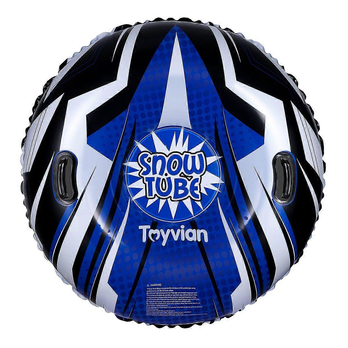 Toyvian 120cm PVC Inflatable Snow Tube Round Snow Sled Snow Ring with Handles for Skiing Skating Snow Games