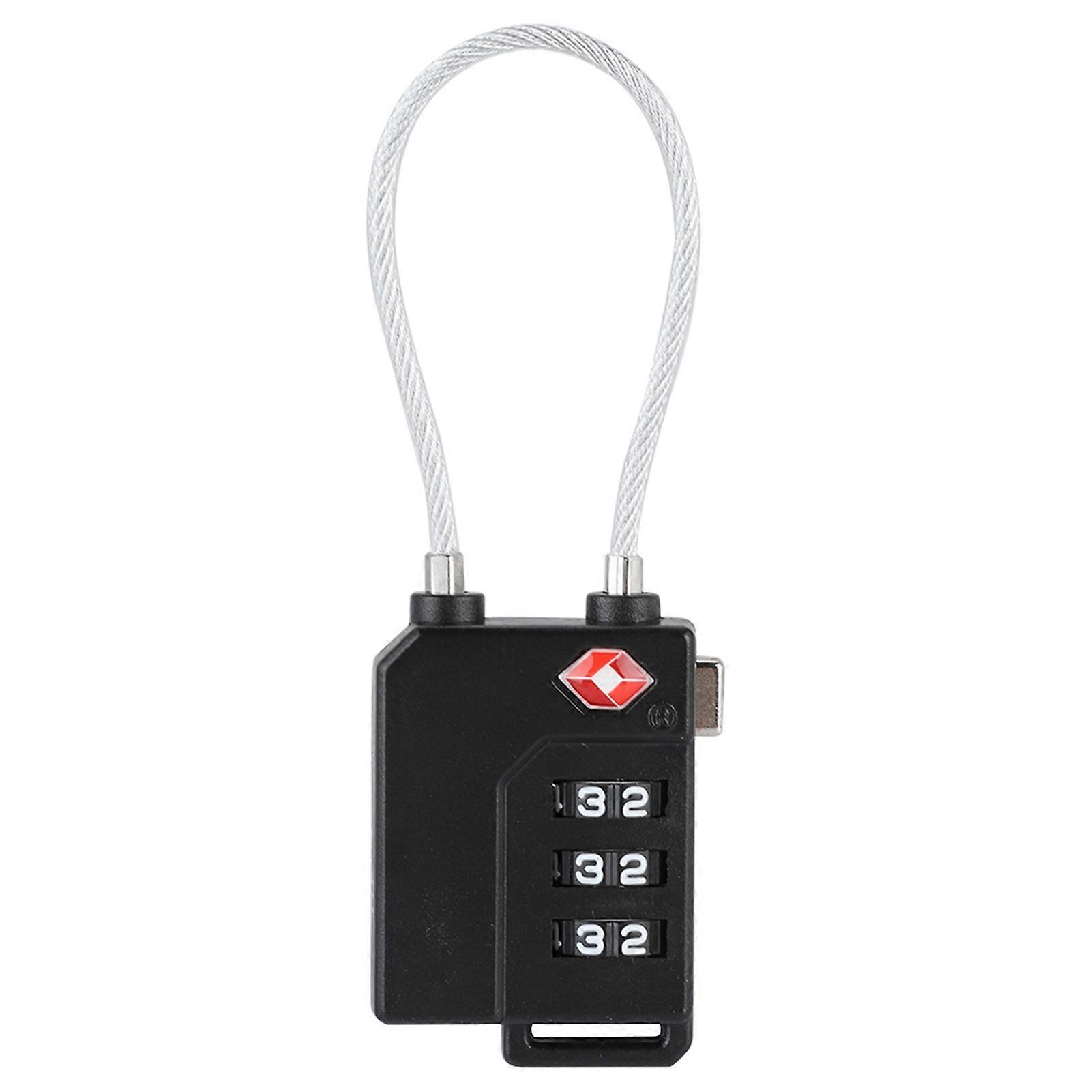 3-Digit Password TSA Steel Wire Lock Customs Code Lock for Travel Suitcase Luggage(Black)
