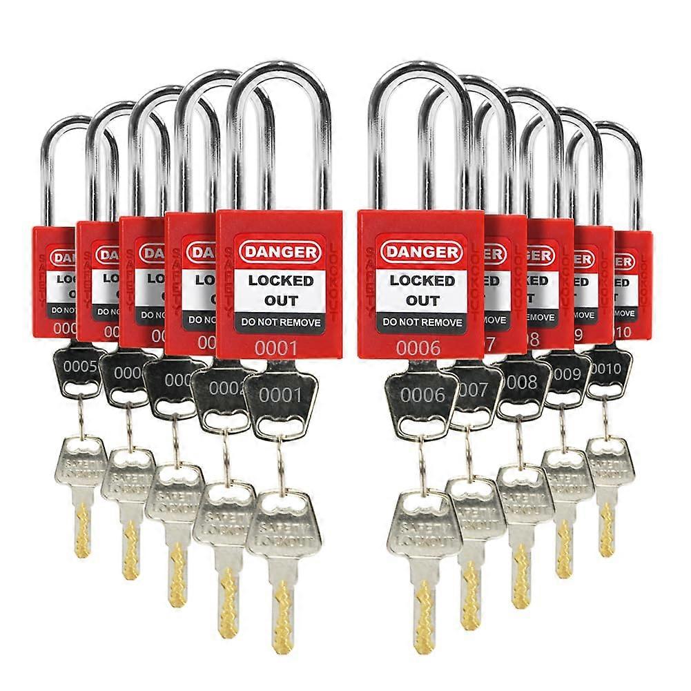 Lockout Tagout Lock Set 10 Pack Padlocks OSHA Compliant Safety Loto Locks for Lock Out Tag Out Stations 2 Keys per Padlock (Keyed Differ)