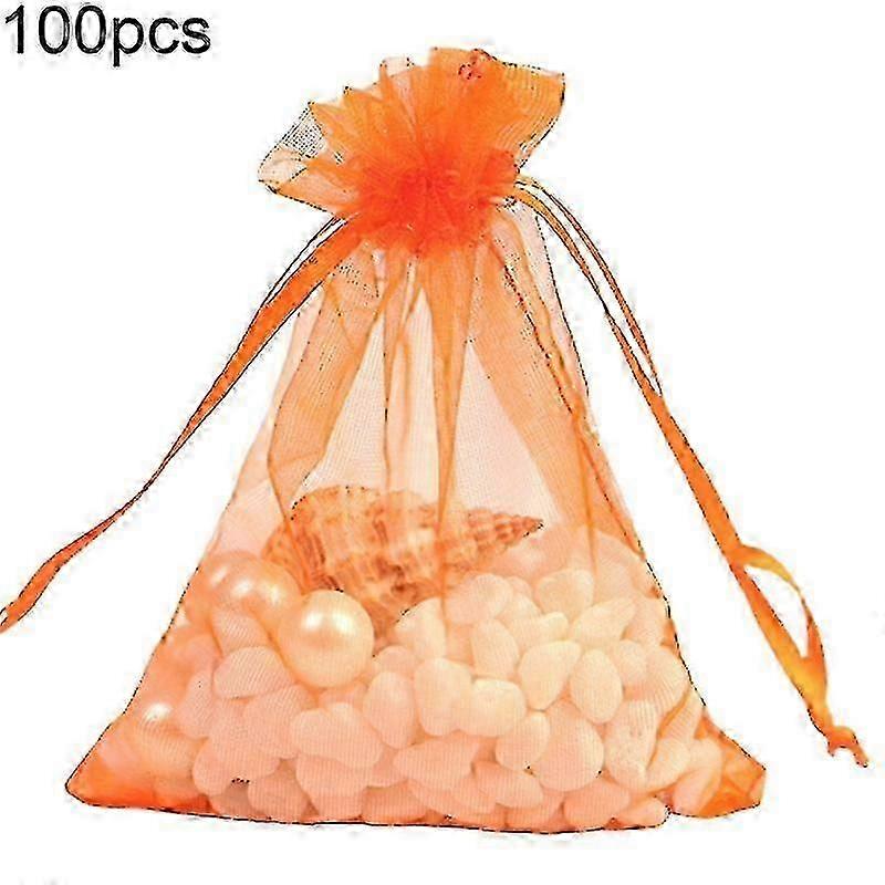 100pcs Solid Color Yarn Gift Bag Wedding Candy Lucky Pouch Storage Container