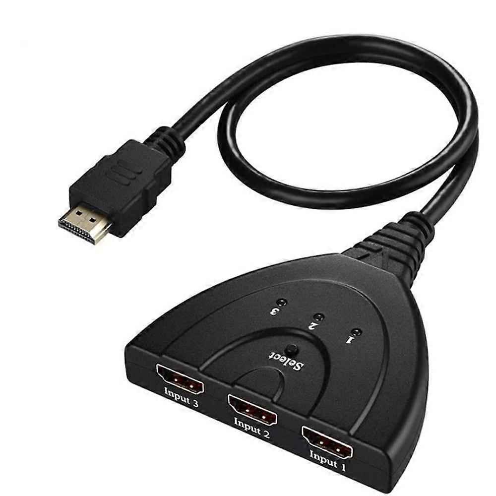 HDMI Pigtail Switch Splitter 3 In 1 Out with High Speed Pigtail Cable 3 Port Auto Switcher Hub