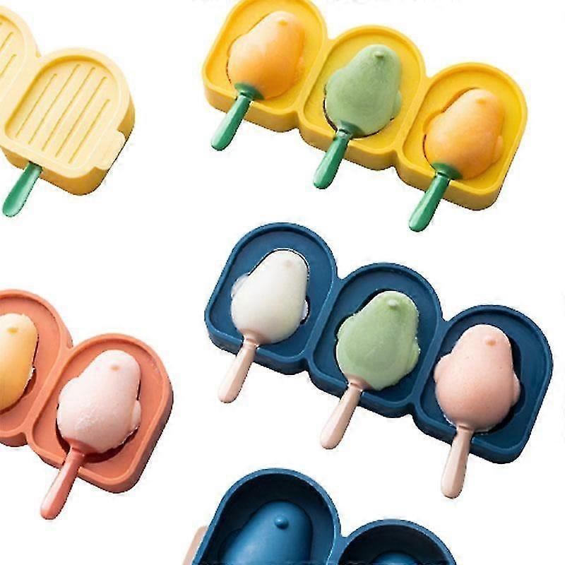 Silicone bird shape ice cream mold popsicle mold with stick 3 grid tray Decor