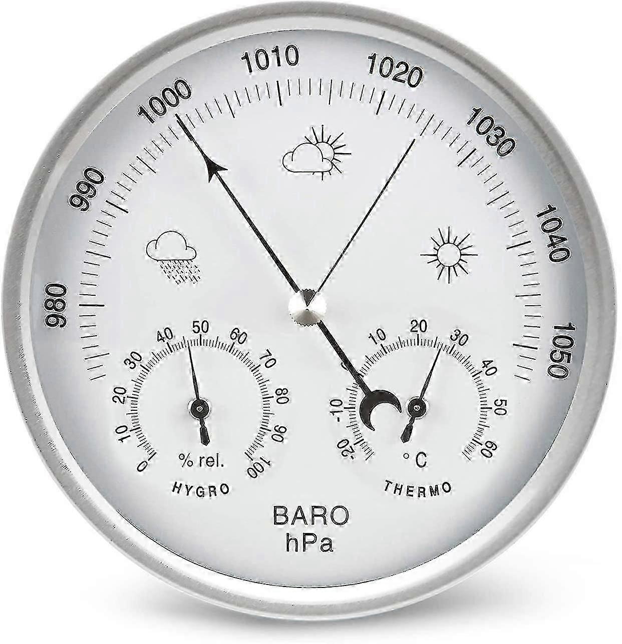 Dial Type Barometer With Thermometer Hygrometer Weather Station Barometric Pressure Measures