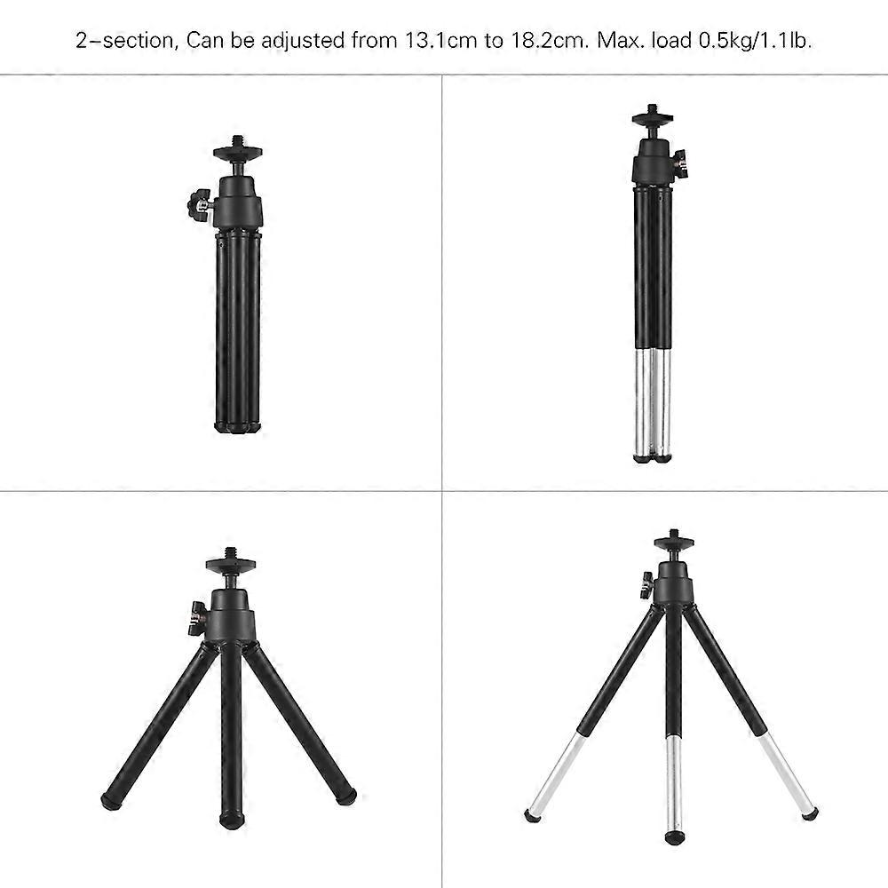 Mini Tripod 2-Section Extendable Desktop Stand with 1/4 Inch Screw Mount for Phone ILDC Up to 0.5kg Load Capacity Black