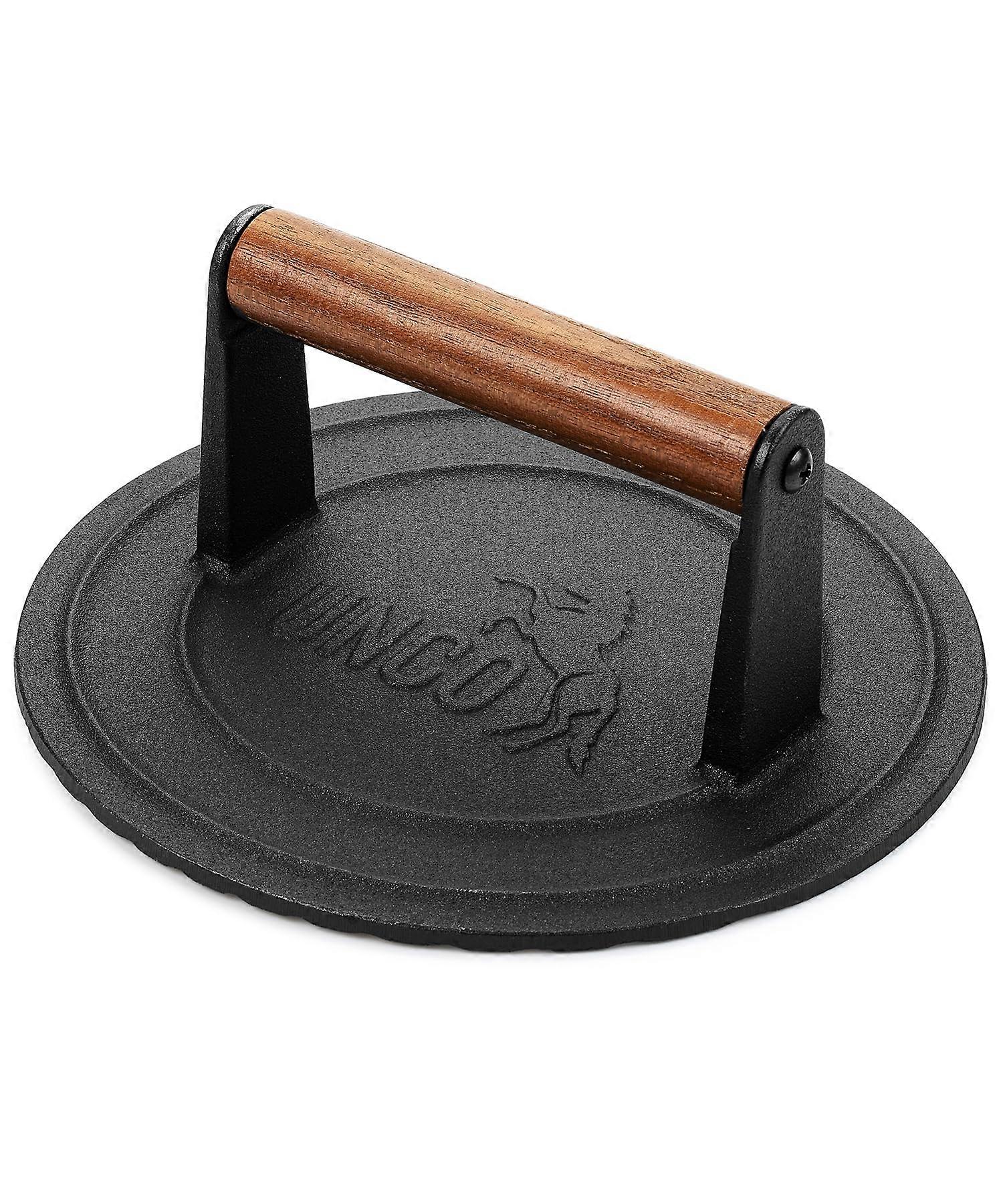 Cast Iron Grill Press 8.5 Inch, Durable Cast Iron Burger Smasher for Grooved Grilling and Smash Burgers
