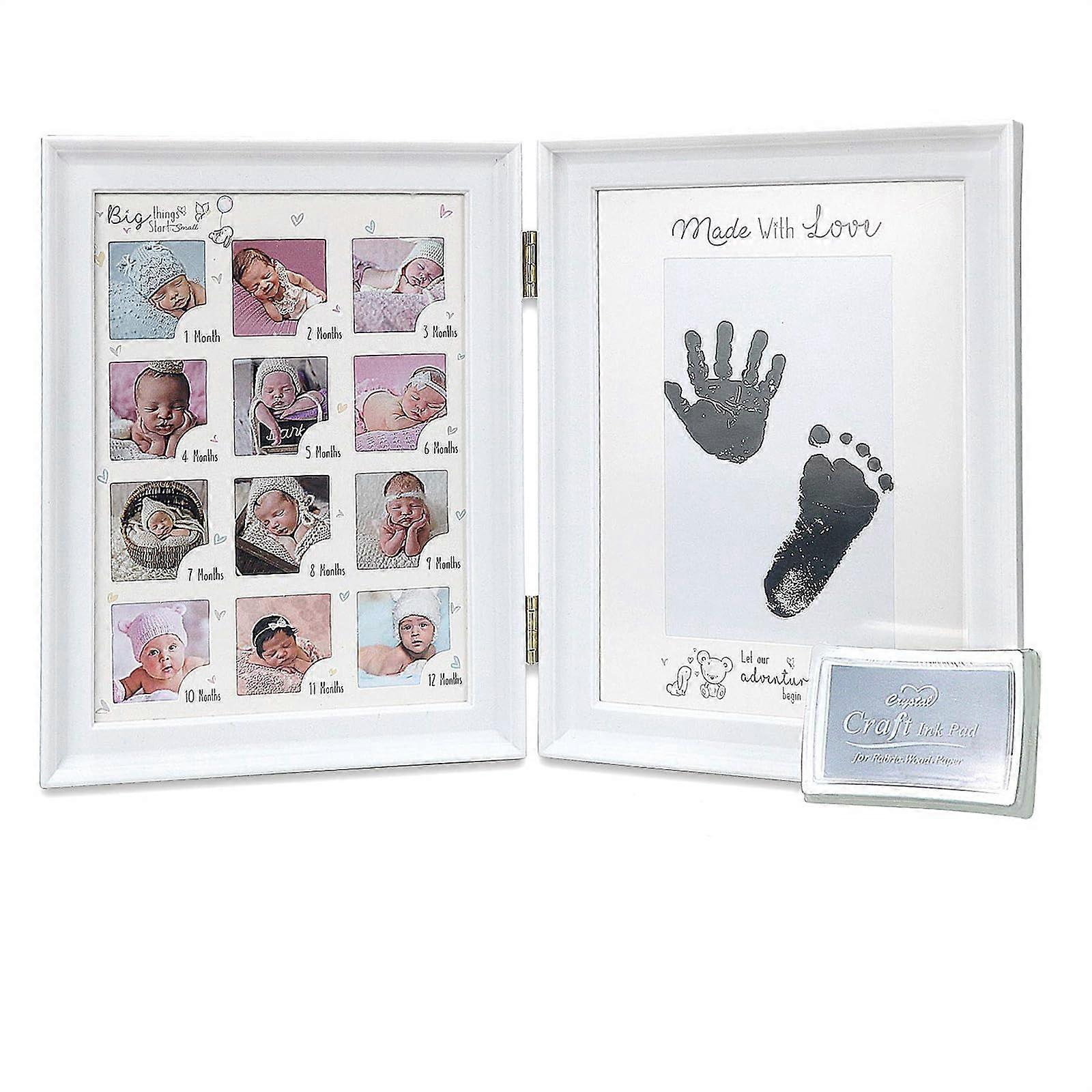 Growth Document Photo Frame for 1st Birthday - Footprints and Handprints Keepsake Frame, Boutique Style, 8x10 Inch