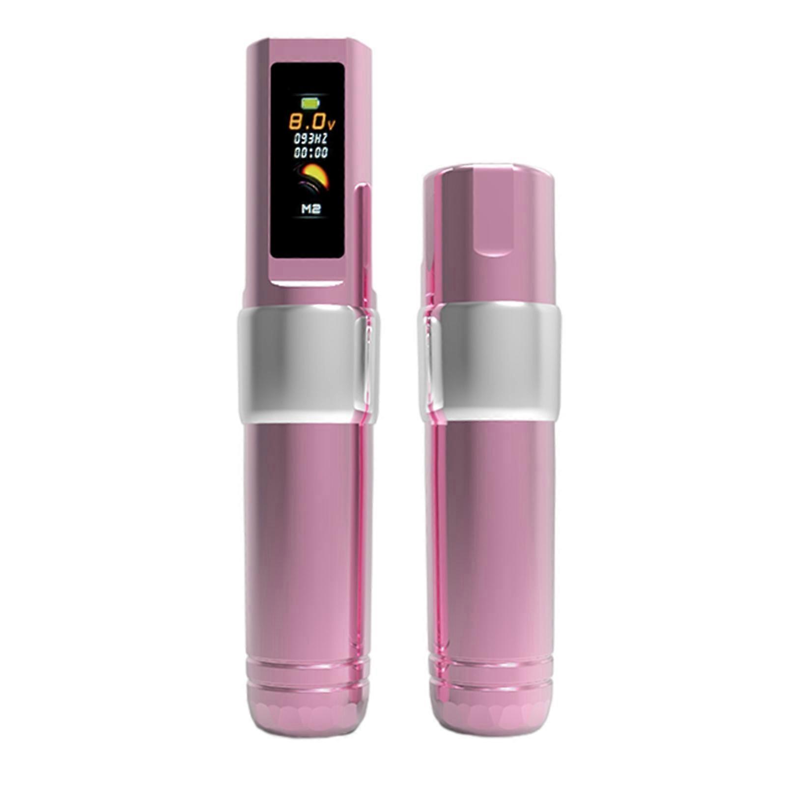 Powerful Wireless Tattooing Machine Kit Coreless Motor 750mAh Lithium Battery Pen Set pink