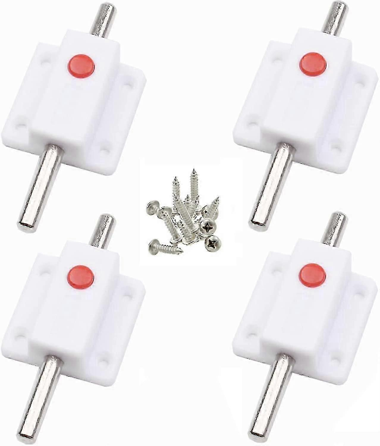 4pcs Door Bolt Lock,automatic Spring Button Security Latch,interior And Exterior Door Latches(white)