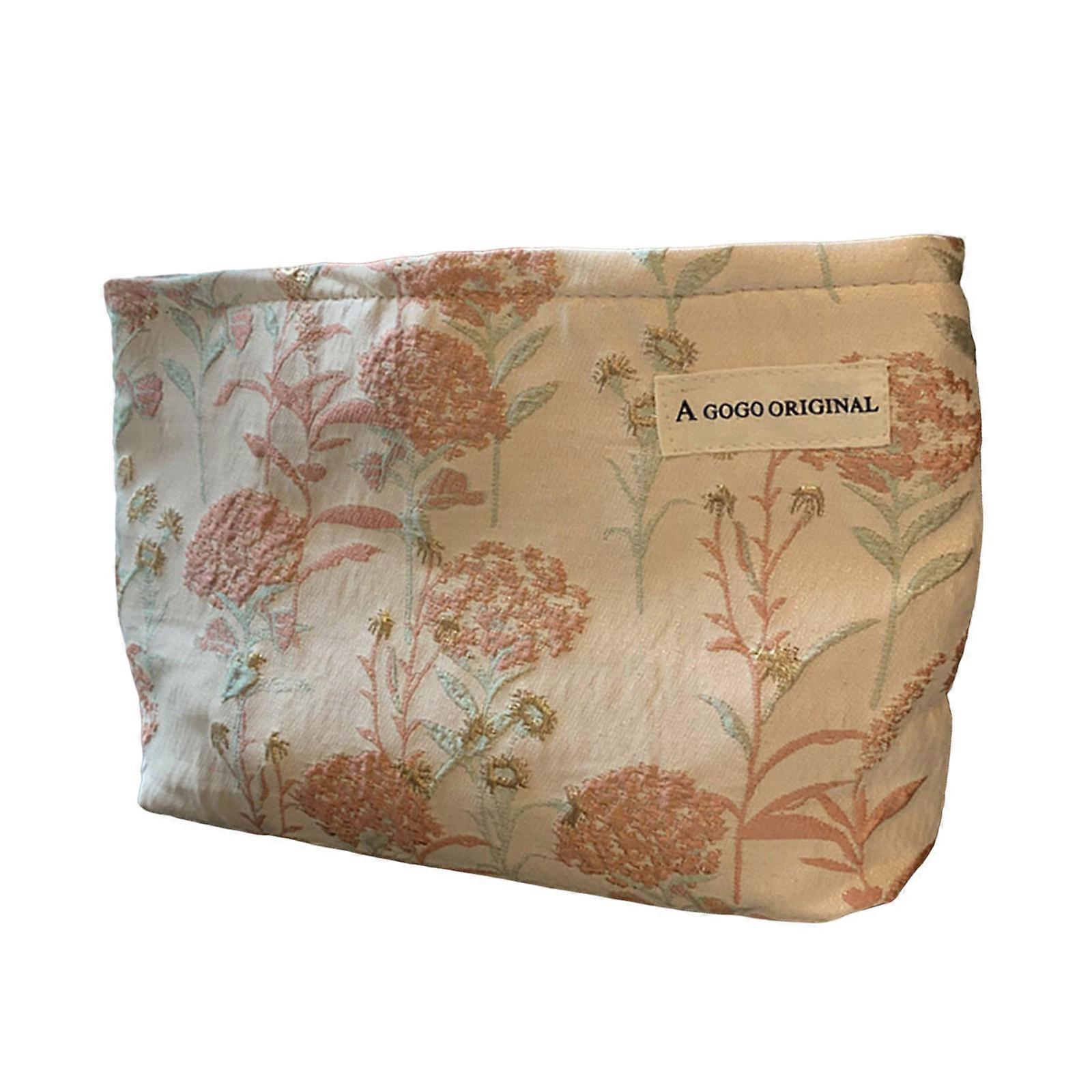 Practical Cosmetic Case Multi functional Makeup Beautiful Flower Pattern Toiletry Pouch for Beauty Items Pink