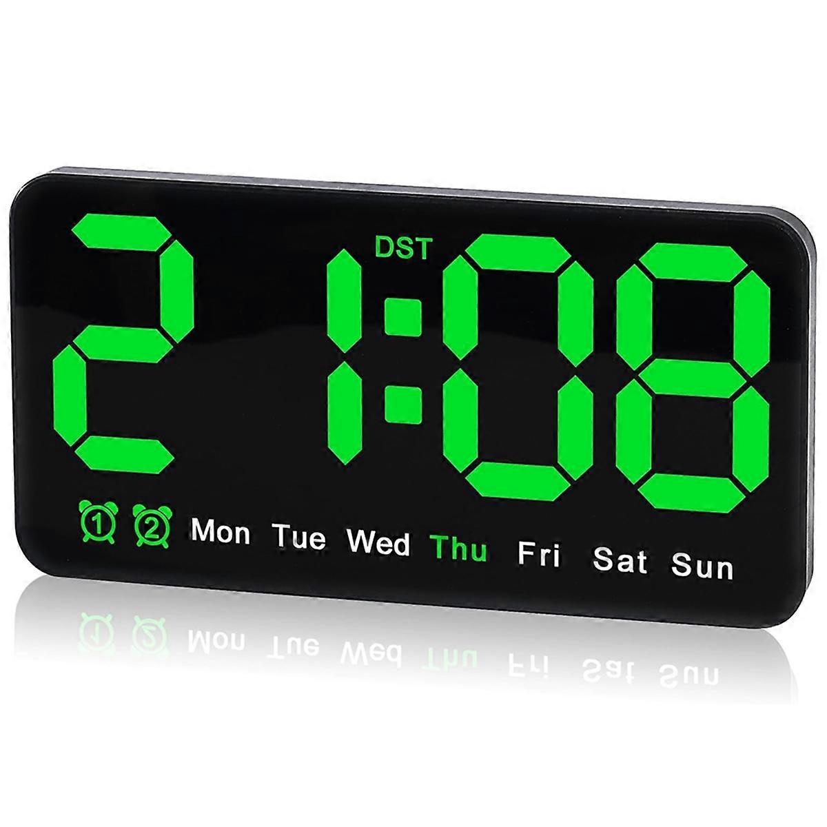 Digital väggklocka, 9,5 tum, LED-väckarklocka med stora siffror, dubbelt alarm, för vardagsrum, sovrum