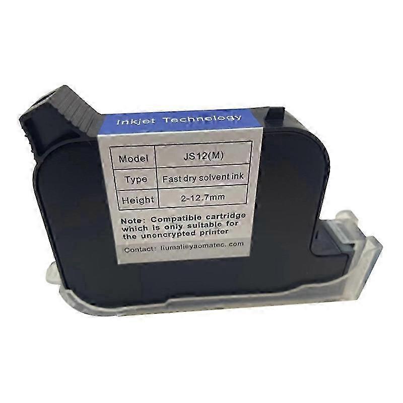 Black 12.7mm JS12M Quick Dry Eco Solvent Handheld Ink Cartridge Unencrypted Printer