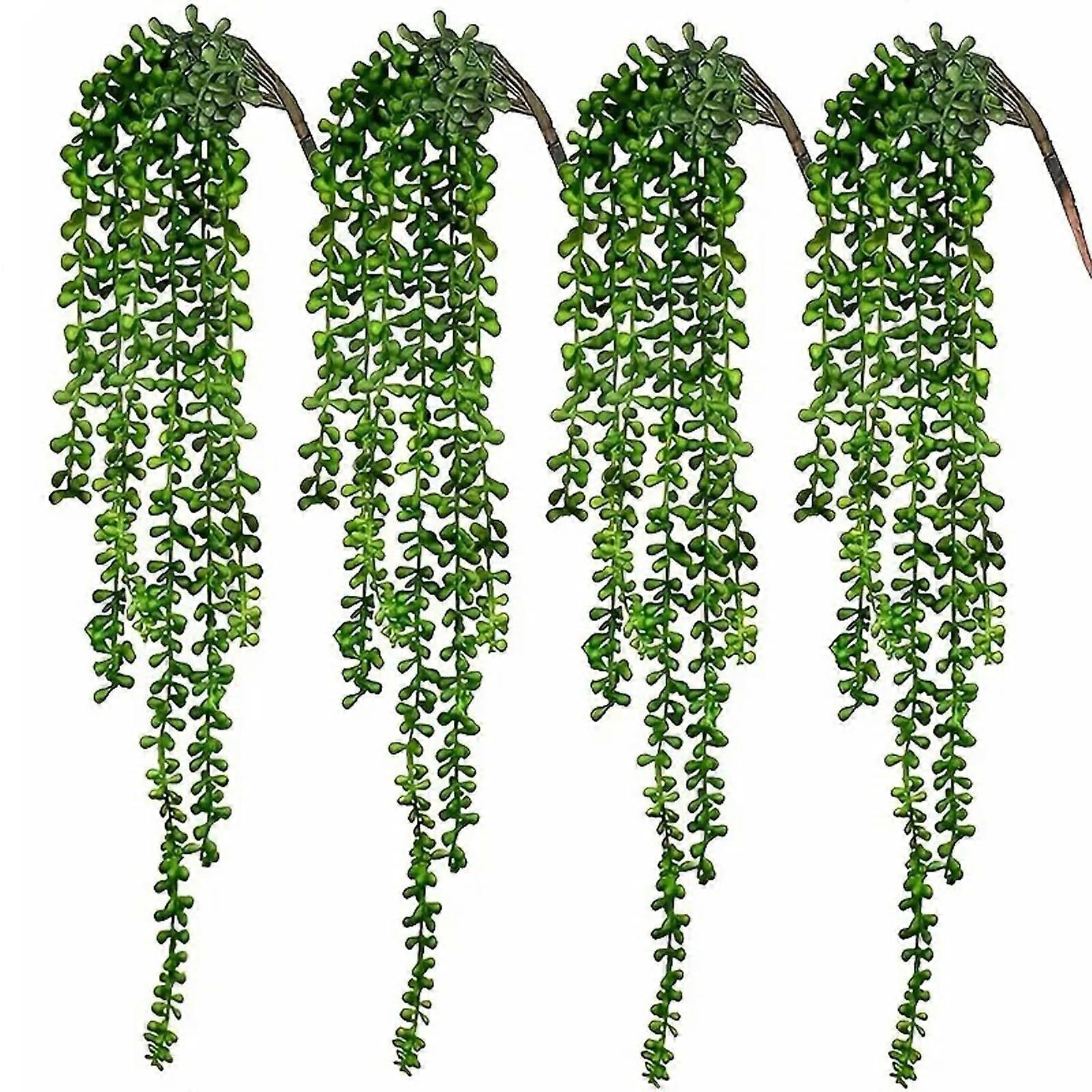 Artificial Succulents Hanging Plants, 27.5 Inch Fake String of Pearls Vines, Faux Greenery, 4 Pcs