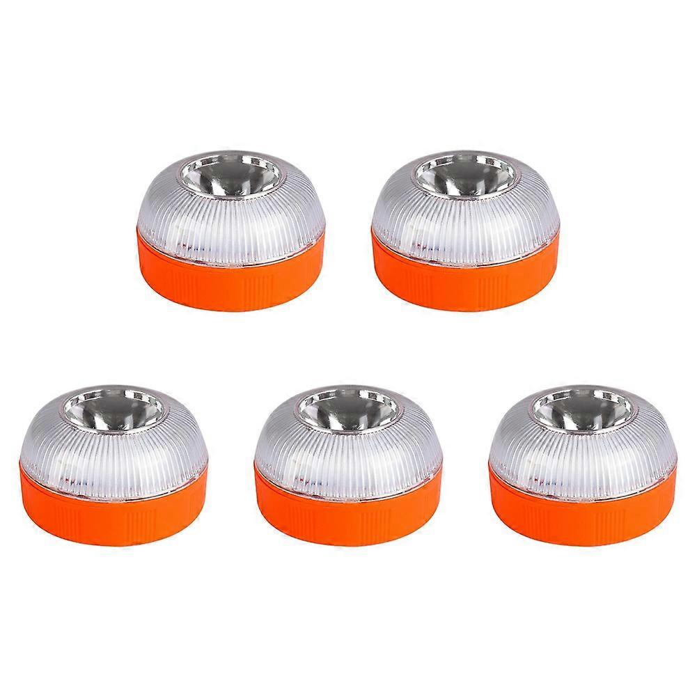 5Pcs V16 Emergency LED Flash Lights White & Yellow Warning Lamps with Magnet Base Traffic Safety Lig