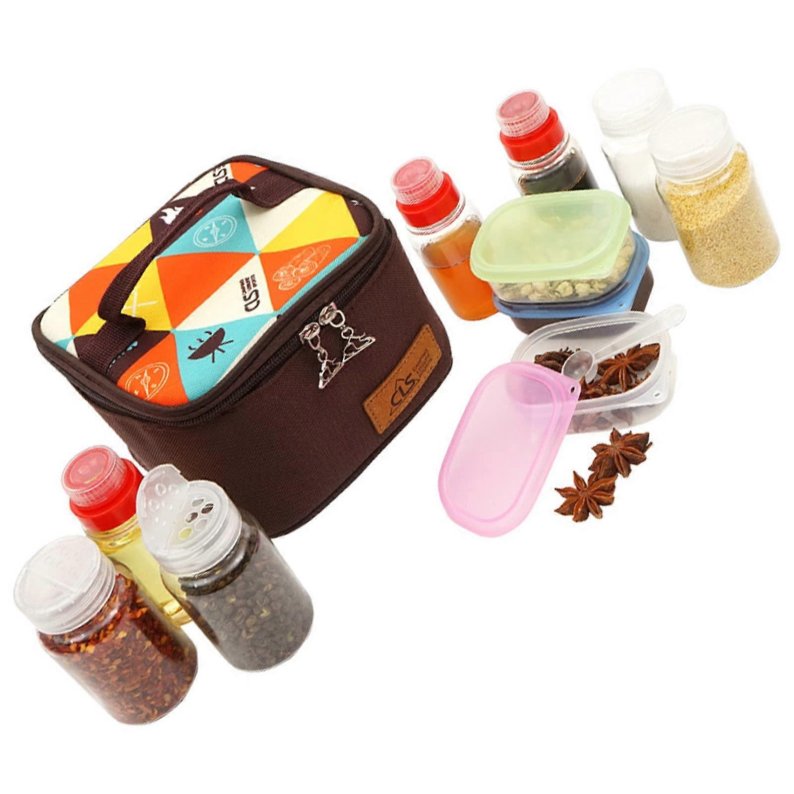 Camping Spice Jars Set of 10 with Plastic Storage Bag for Seasoning, Kitchen, and Pepper Use