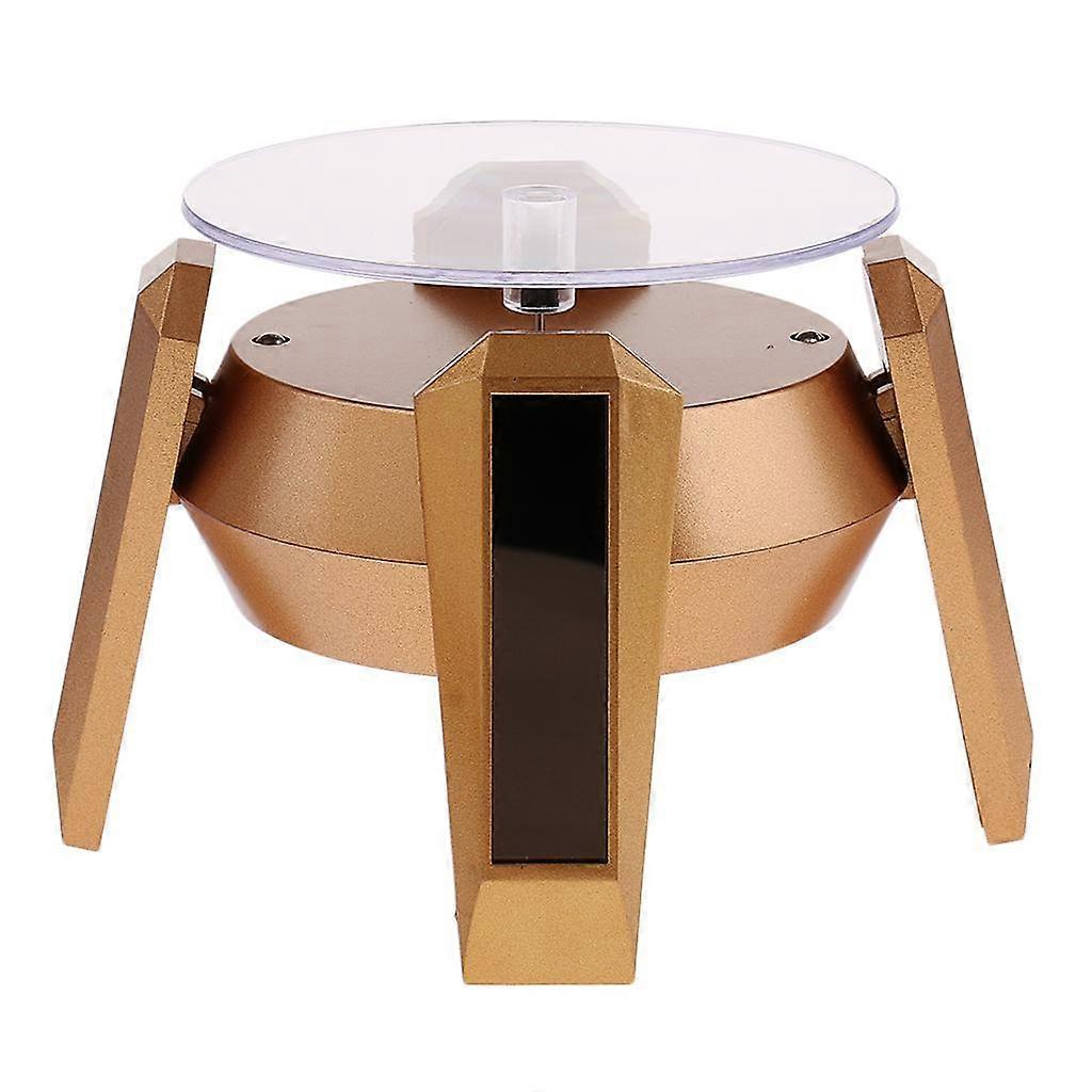 LED Solarbetriebene drehbare 360 ° Drehteller Schmuck Display Stand Platte - Schwarz
