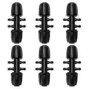 6 Pcs 8/11mm to 4/7mm Barbed Tee Hose Connector, 6-Way Irrigation Hose Fitting, 6-Way Drip Irrigation Connector for Garden, Lawn, Black
