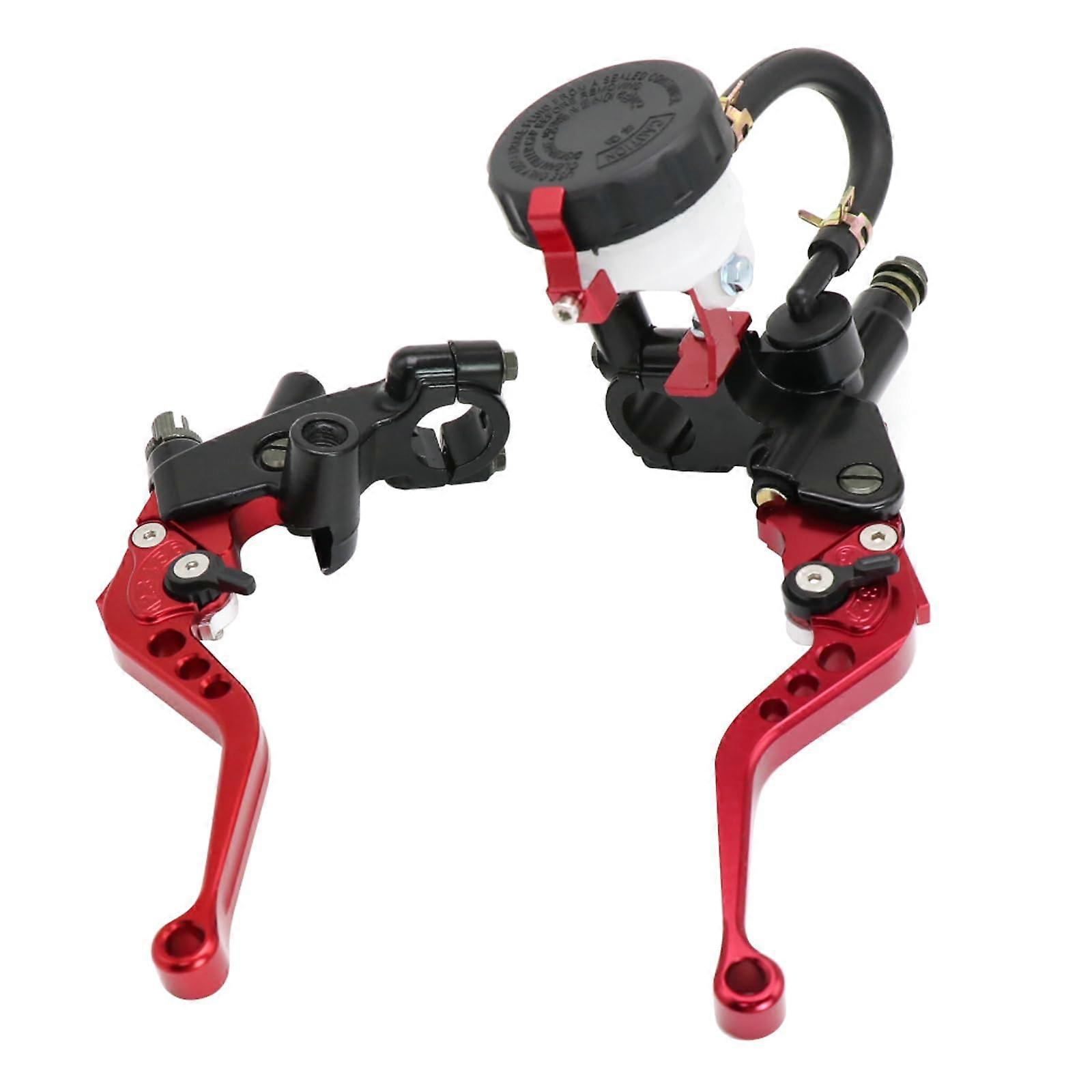 Motorcycle 7/8' 22mm Handlebar Brake Master Cylinder Clutch Lever Left  Right Set (Red)