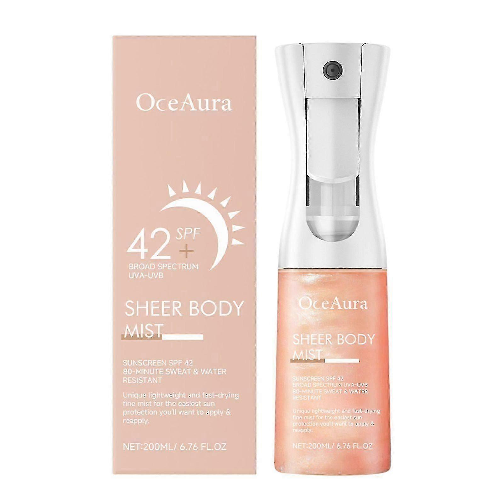 Sunglaze Sheer Mist Sunscreen Spf 42 Shimmering Sunscreen, Glow-boosting Hydrating Mist Sunscreen For Face All-skin Types