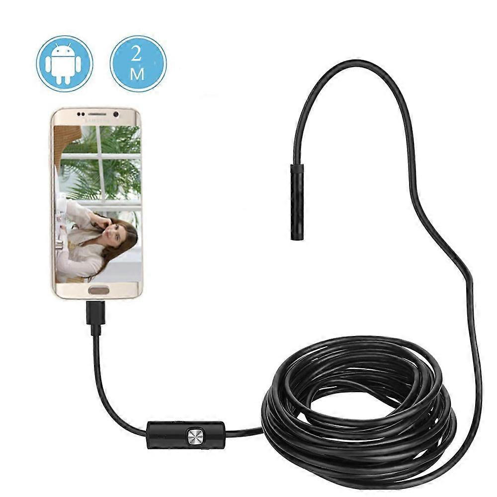 Endoscope, USB Android Endoscope Camera, 7mm 720P HD Variable Focus Auto Focus Inspection Camera with 6 LED Lights