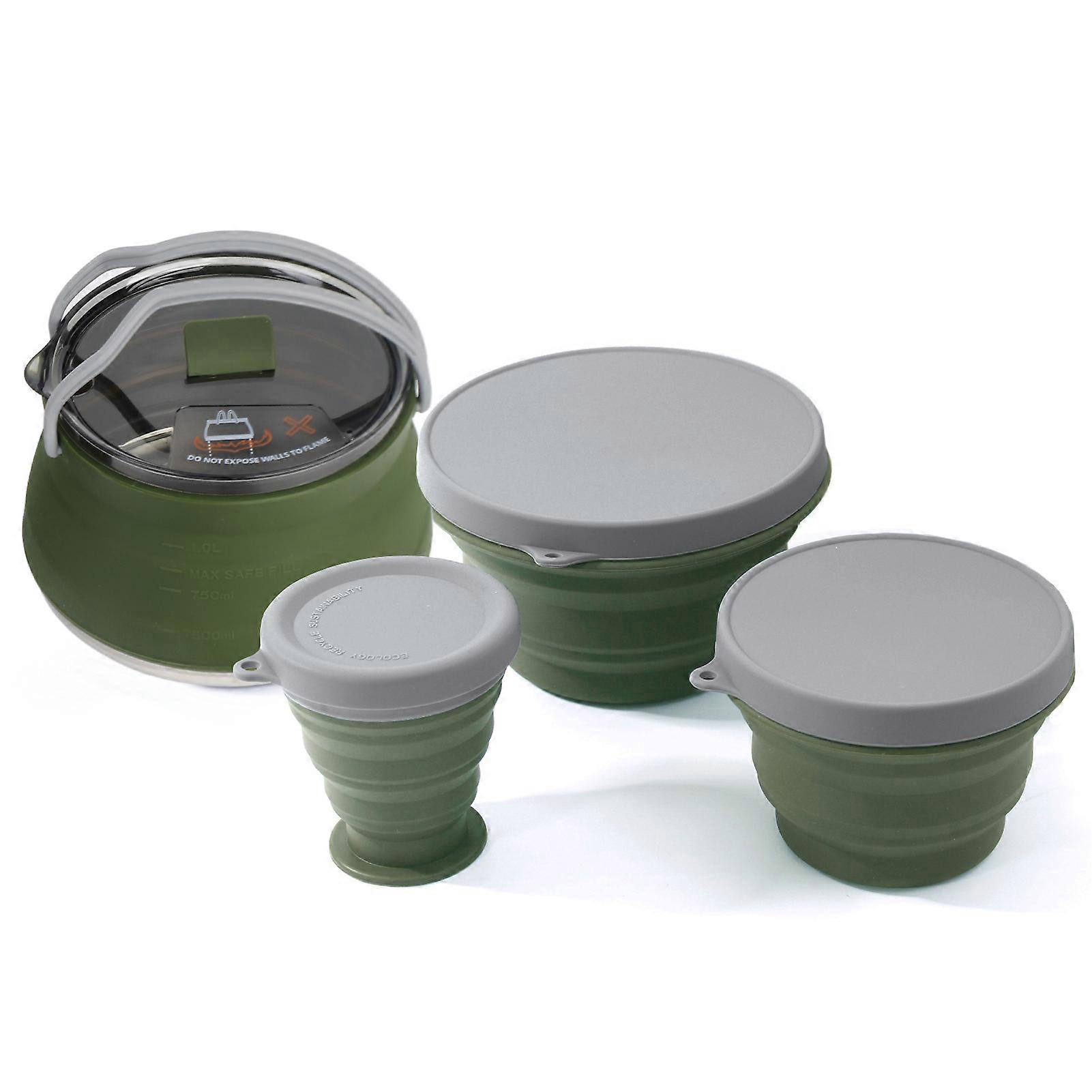 Folding Pot Set Portable Compact Cooking Cookware Set for Outdoor Camping Picnic