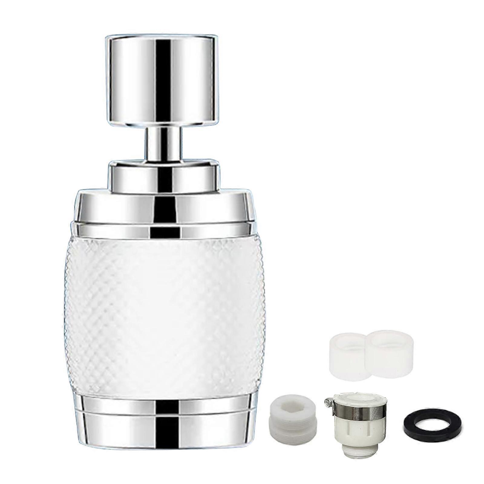360 Degree Rotating Kitchen Faucet Extender 3 Function Sink Faucet Strainer Washbasin Faucet Bubbler Nozzle Enduring White